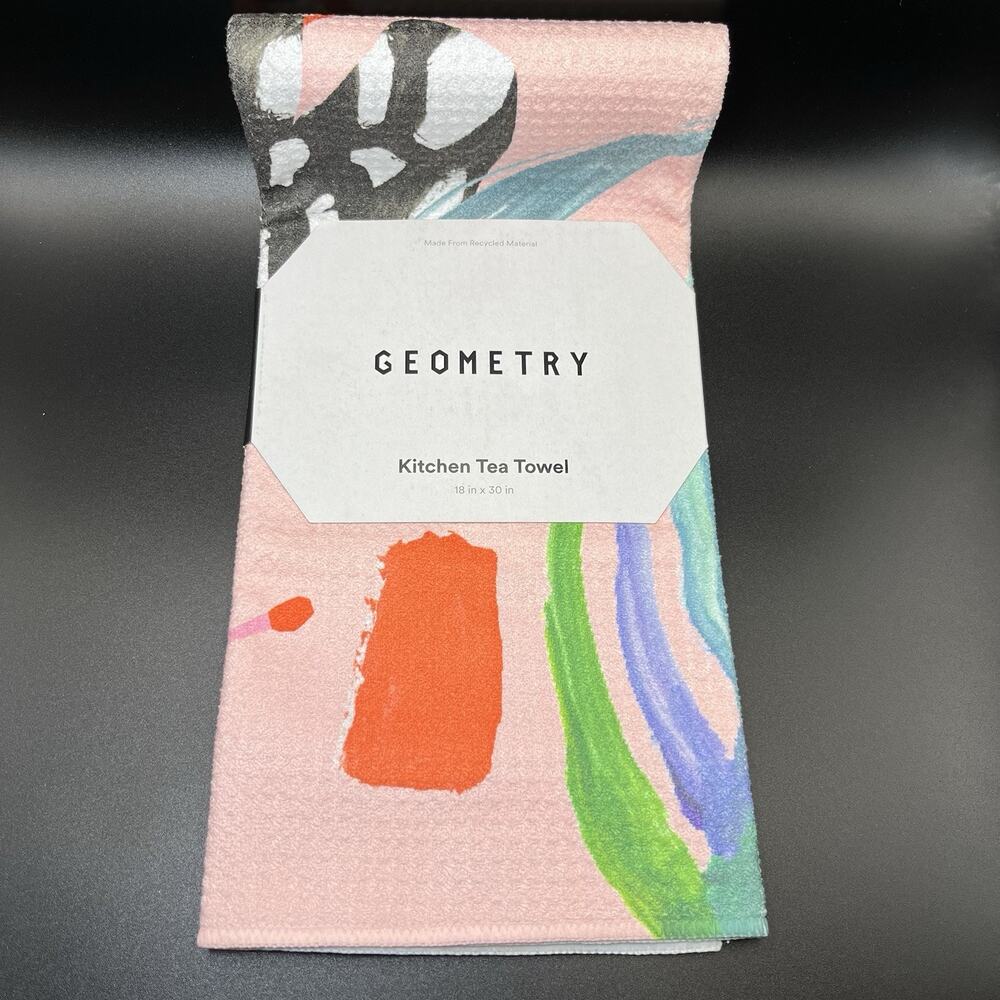 Geometry Thinking of You Tea Towel 18x30 Geoweave Microfiber Abstract Print NWT